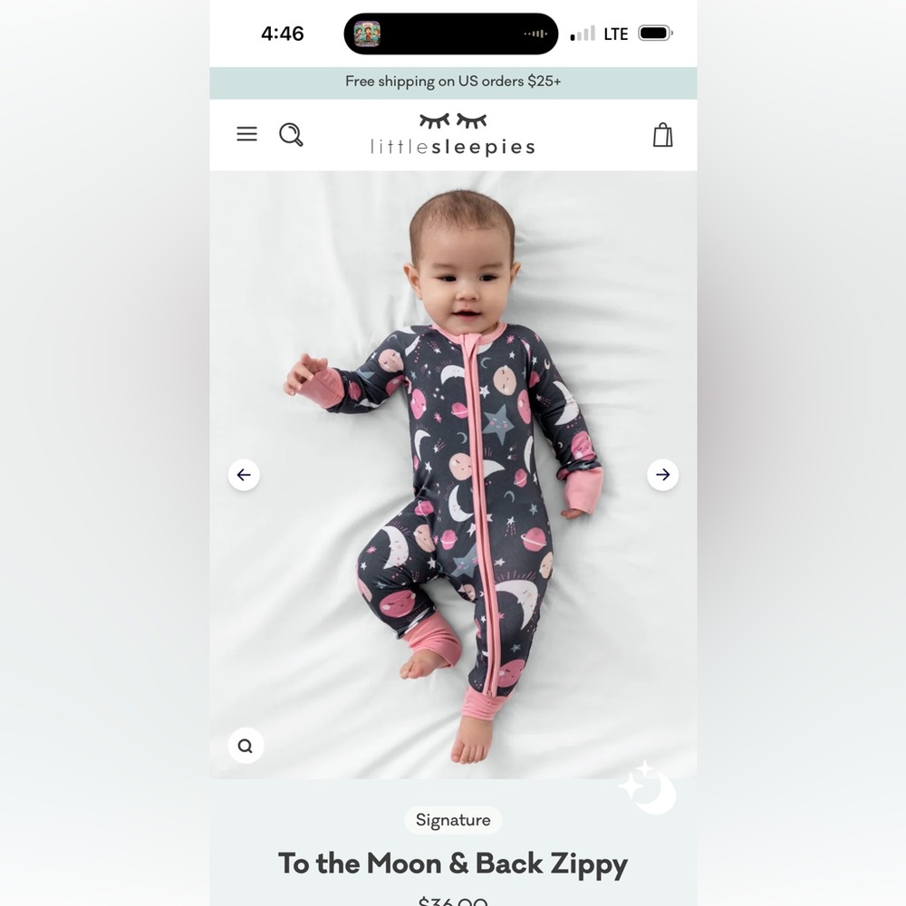 Little Sleepies to the moon and back Zippy. Size 0-3 months!